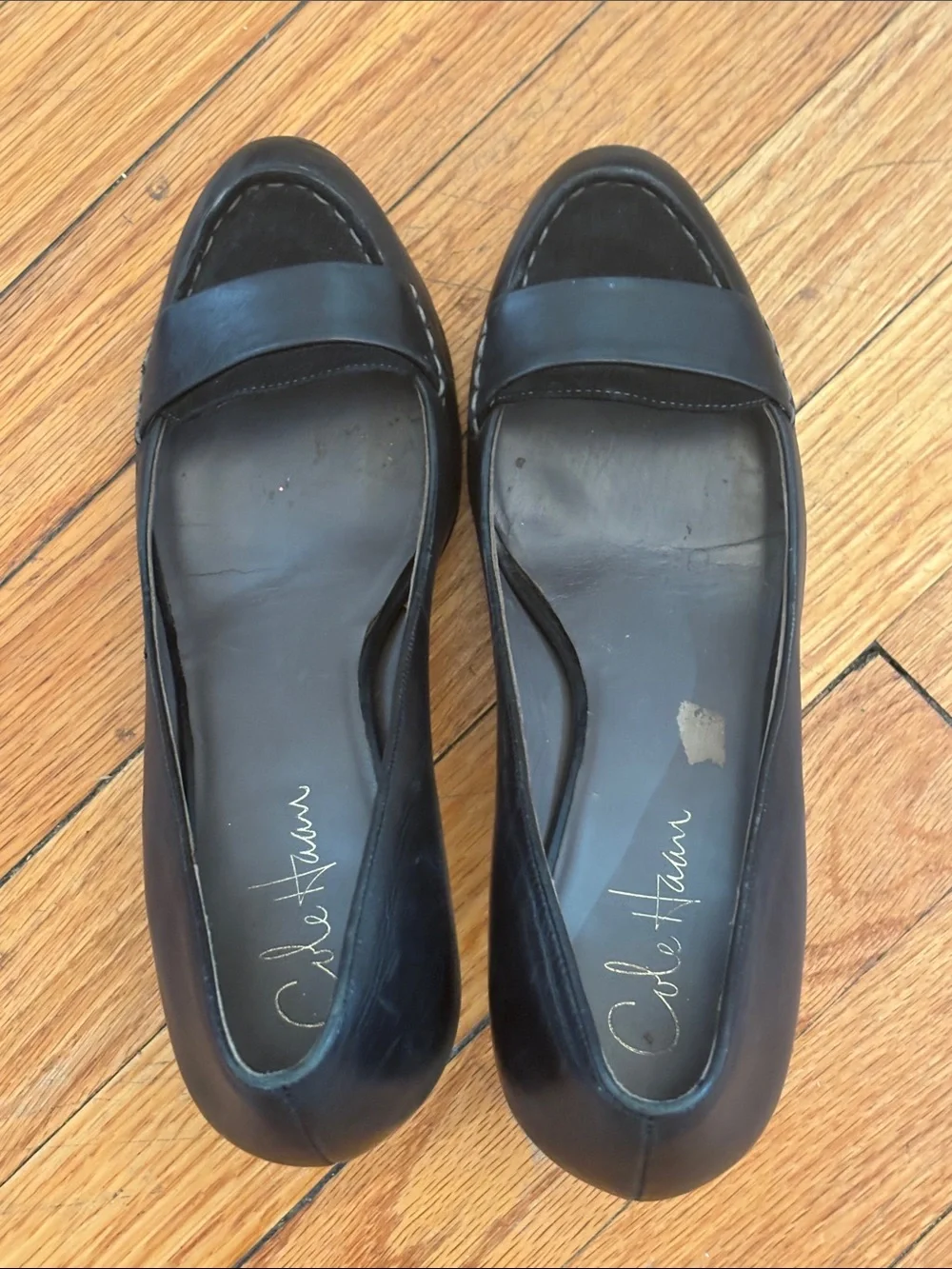 Cole Haan Black Leather Penny Loafers for Women
